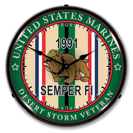 Marine Veteran Operation Desert Storm LED Clock-LED Clocks-Grease Monkey Garage