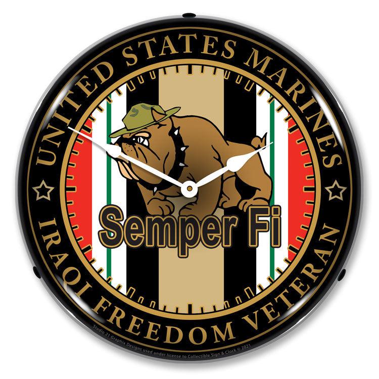 Marine Veteran Operation Iraqi Freedom LED Clock-LED Clocks-Grease Monkey Garage