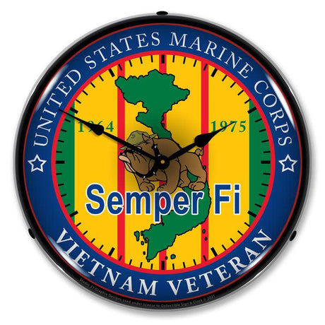 Marine Vietnam Veteran LED Clock-LED Clocks-Grease Monkey Garage