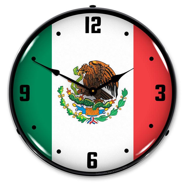 Mexican Flag Backlit LED Clock-LED Clocks-Grease Monkey Garage