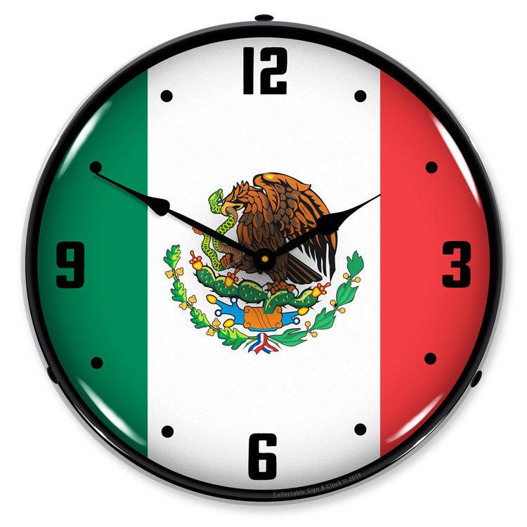 Mexican Flag Backlit LED Clock-LED Clocks-Grease Monkey Garage