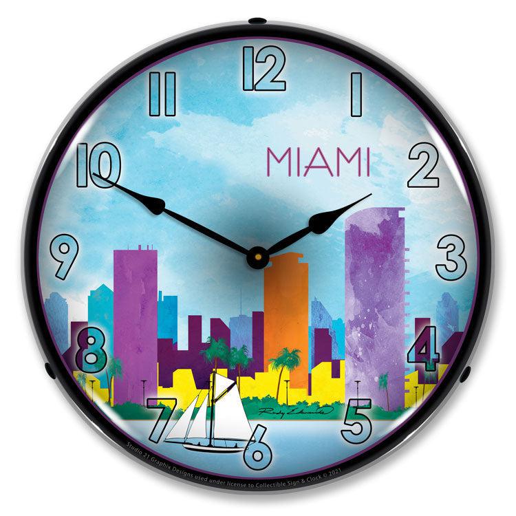 Miami Skyline LED Clock-LED Clocks-Grease Monkey Garage