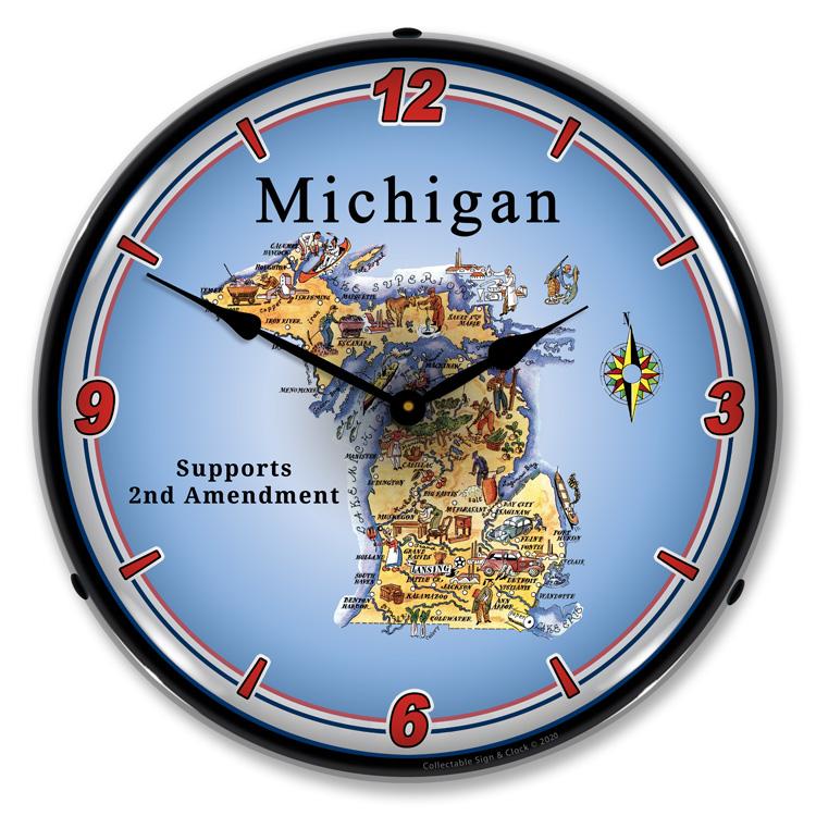 Michigan Supports the 2nd Amendment LED Clock-LED Clocks-Grease Monkey Garage
