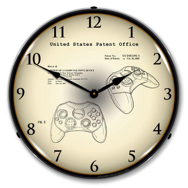 Microsoft XBox Controller 2001 Patent Backlit LED Clock-LED Clocks-Grease Monkey Garage