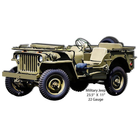 Military Jeep Laser Cut Metal Sign-Metal Signs-Grease Monkey Garage