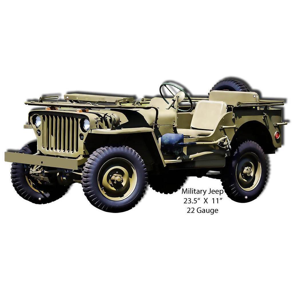 Military Jeep Laser Cut Metal Sign-Metal Signs-Grease Monkey Garage