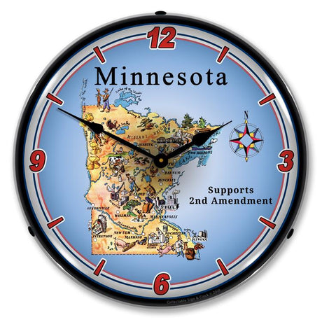 Minnesota Supports the 2nd Amendment LED Clock-LED Clocks-Grease Monkey Garage