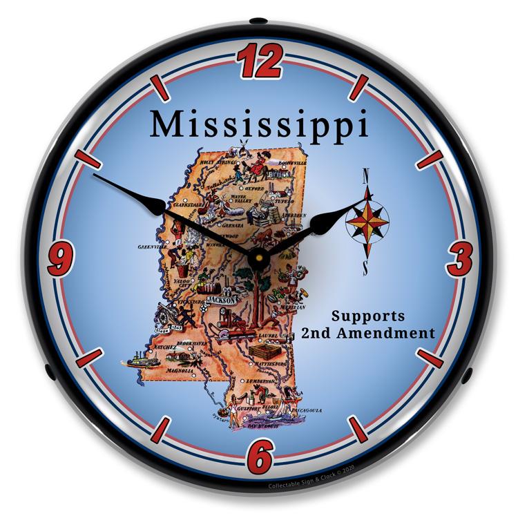 Mississippi Supports the 2nd Amendment LED Clock-LED Clocks-Grease Monkey Garage