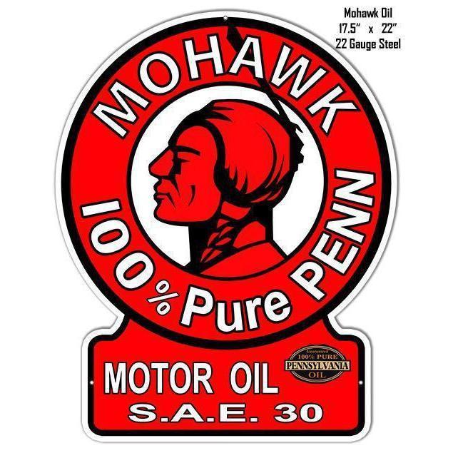 Mohawk 100% Pure Motor Oil Metal Sign-Metal Signs-Grease Monkey Garage