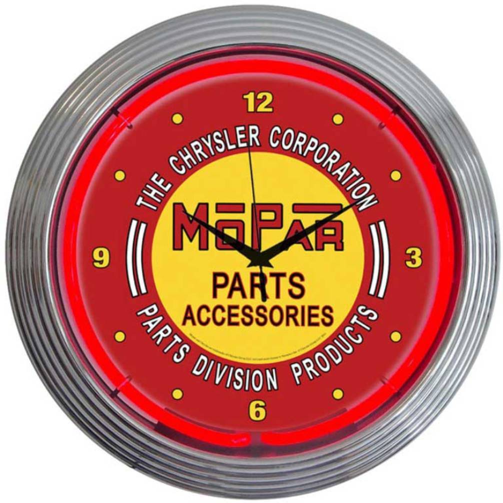 Mopar Red Vintage Neon Clock-Clocks-Grease Monkey Garage