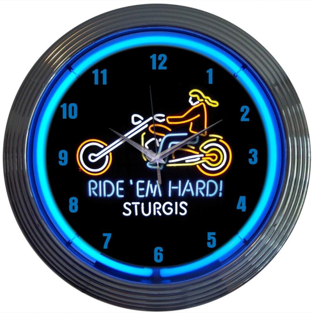 Motorcycle Sturgis Neon Clock-Clocks-Grease Monkey Garage