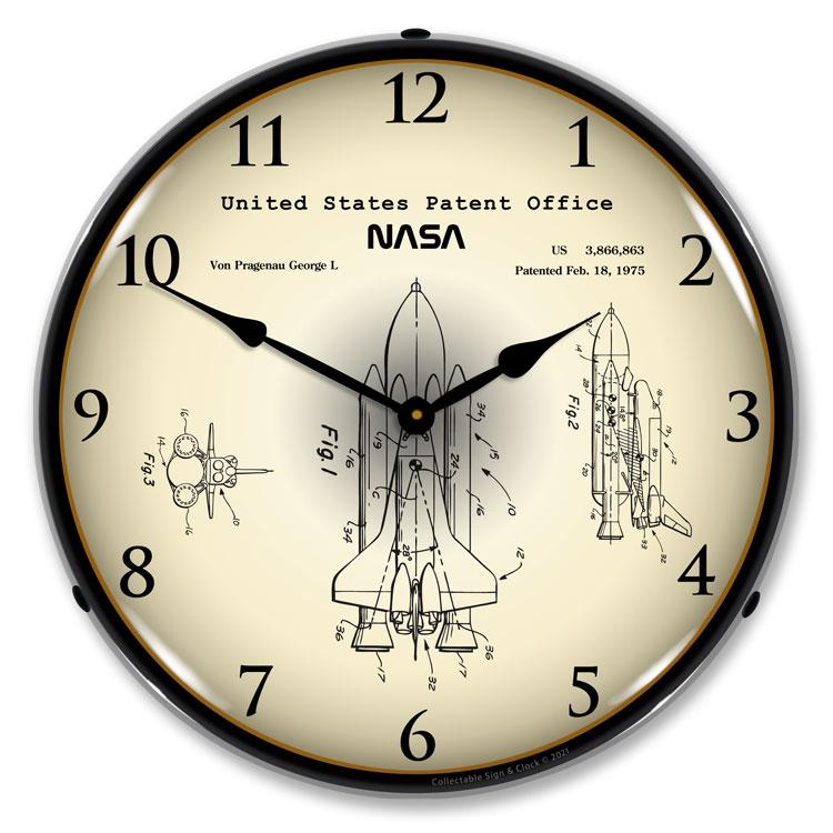 NASA Space Shuttle 1975 Patent LED Clock-LED Clocks-Grease Monkey Garage
