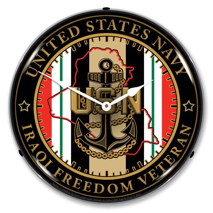 Navy Veteran Operation Iraqi Freedom LED Clock-LED Clocks-Grease Monkey Garage