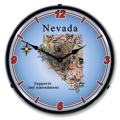 Nevada Supports the 2nd Amendment LED Clock-LED Clocks-Grease Monkey Garage