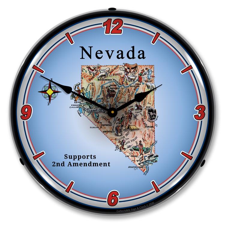 Nevada Supports the 2nd Amendment LED Clock-LED Clocks-Grease Monkey Garage