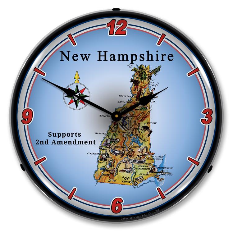 New Hampshire Supports the 2nd Amendment LED Clock-LED Clocks-Grease Monkey Garage