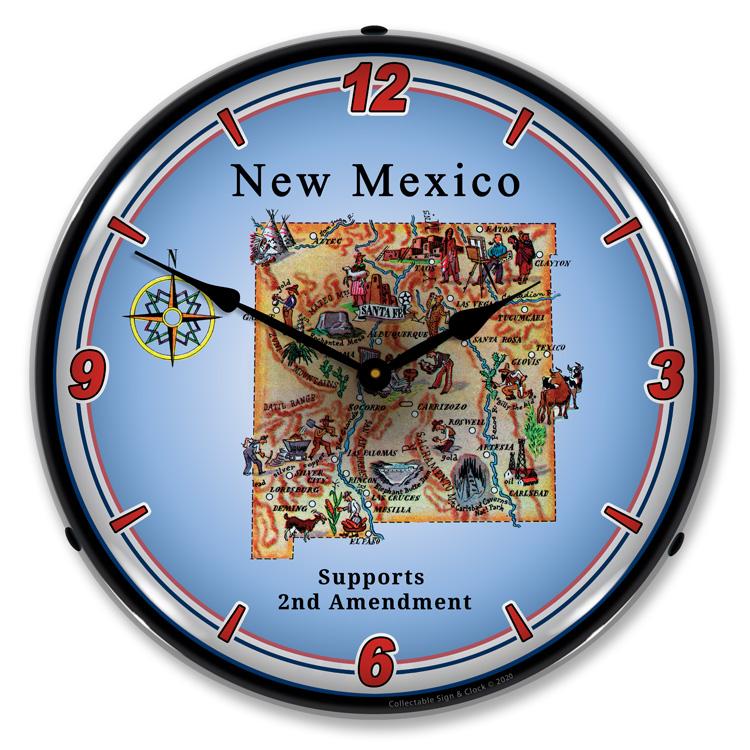 New Mexico Supports the 2nd Amendment LED Clock-LED Clocks-Grease Monkey Garage