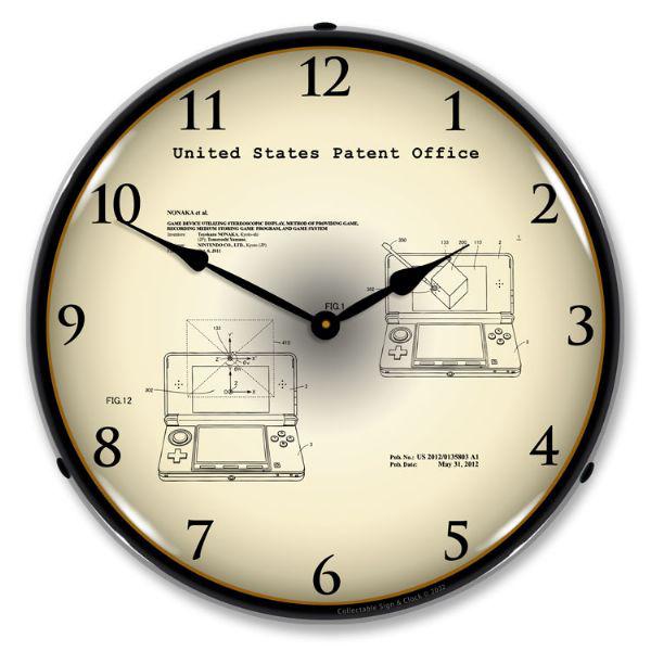 Nintendo 3DS Game Device 2011 Patent Backlit LED Clock-LED Clocks-Grease Monkey Garage