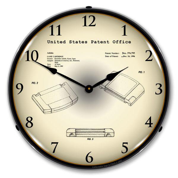 Nintendo 64 Game Cartridge1995 Patent Backlit LED Clock-LED Clocks-Grease Monkey Garage