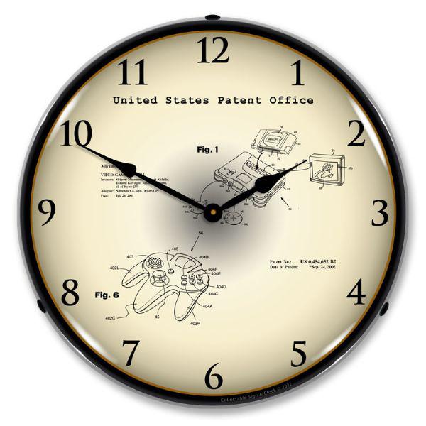Nintendo 64 Game System and Controller 2001 Patent Backlit LED Clock-LED Clocks-Grease Monkey Garage