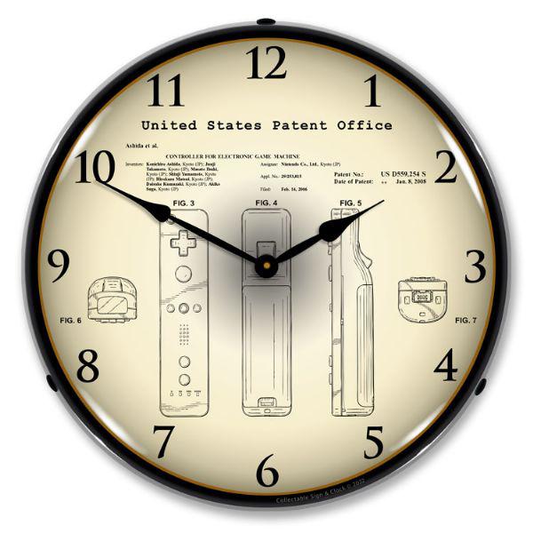 Nintendo Wii Controllers 2006 Patent Backlit LED Clock-LED Clocks-Grease Monkey Garage