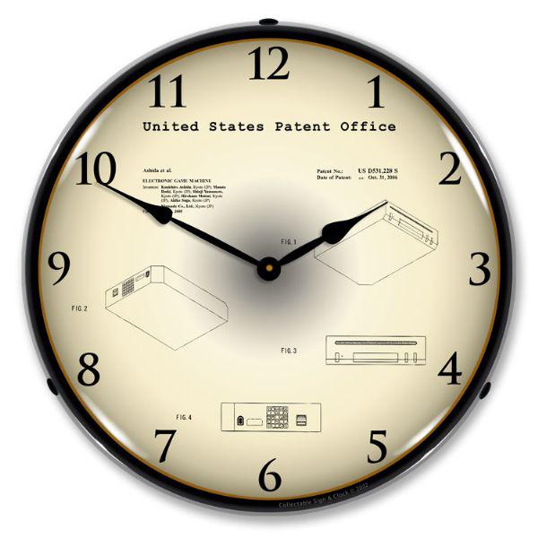 Nintendo Wii Electronic Game 2005 Patent Backlit LED Clock-LED Clocks-Grease Monkey Garage