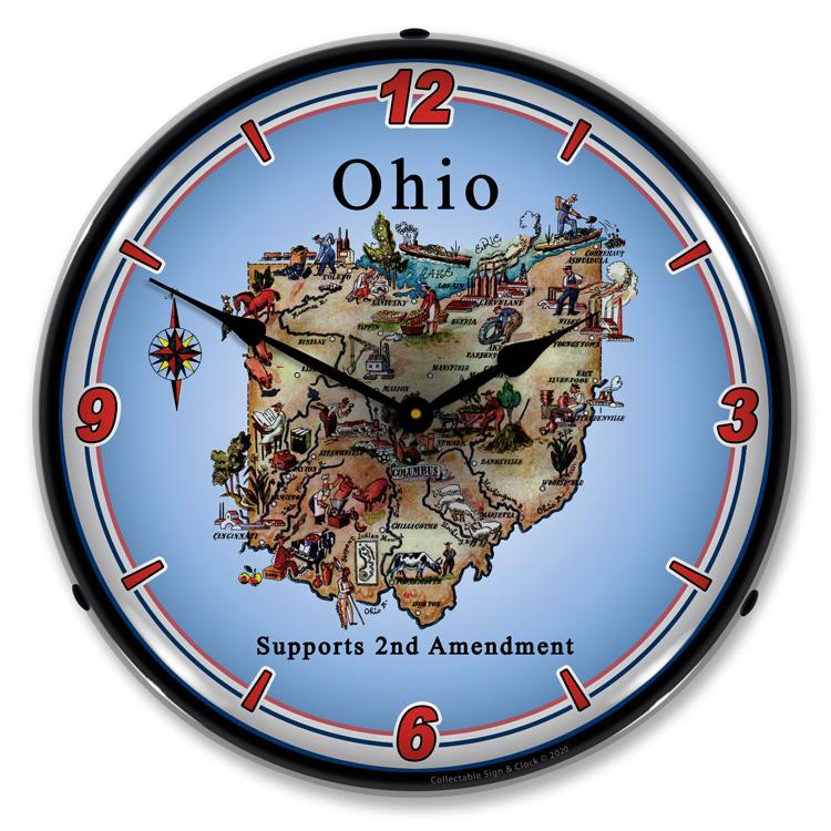 Ohio Supports the 2nd Amendment LED Clock-LED Clocks-Grease Monkey Garage