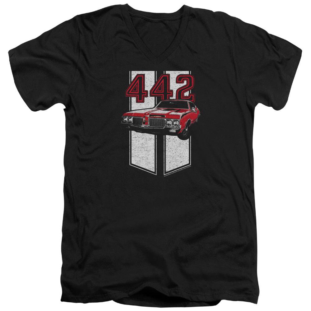 Oldsmobile 442 Short-Sleeve T-Shirt V-Neck T-Shirt-Grease Monkey Garage