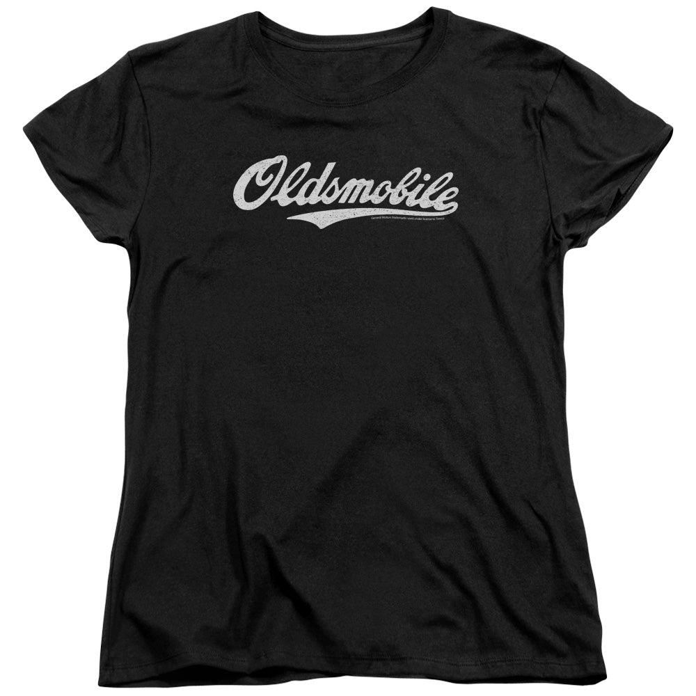Oldsmobile Cursive Logo Women's Short-Sleeve T-Shirt-Grease Monkey Garage