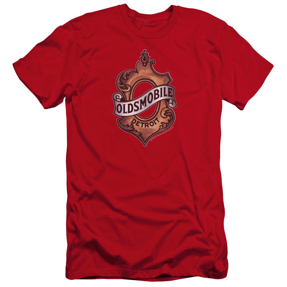 Oldsmobile Detroit Emblem Premium Slim Fit T-Shirt-Grease Monkey Garage