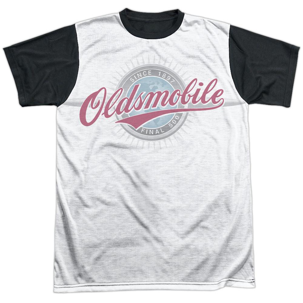 Oldsmobile Oversized and Faded Logo Black Back Short-Sleeve T-Shirt-Grease Monkey Garage