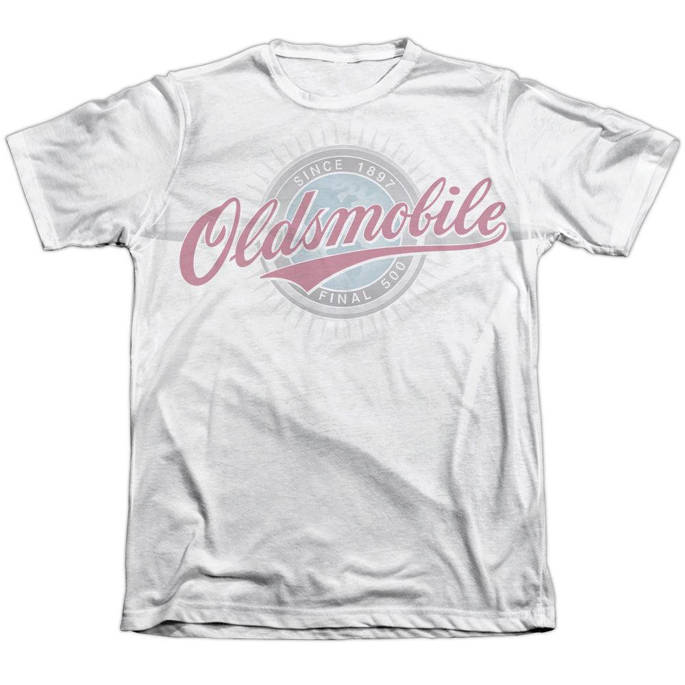 Oldsmobile Oversized and Faded Logo Poly/Cotton Blend Short-Sleeve T-Shirt-Grease Monkey Garage