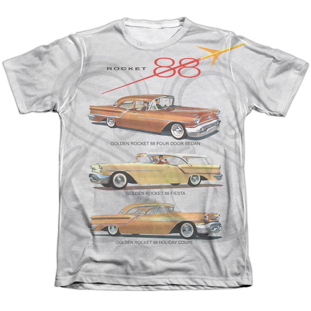 Oldsmobile Rocket 88 (Front/Back Print) Poly/Cotton Blend Short-Sleeve T-Shirt-Grease Monkey Garage