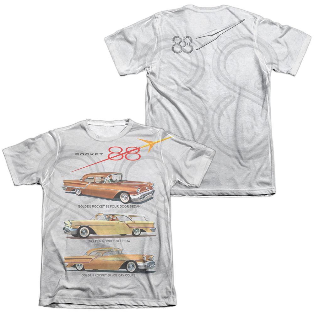 Oldsmobile Rocket 88 (Front/Back Print) Poly/Cotton Blend Short-Sleeve T-Shirt-Grease Monkey Garage
