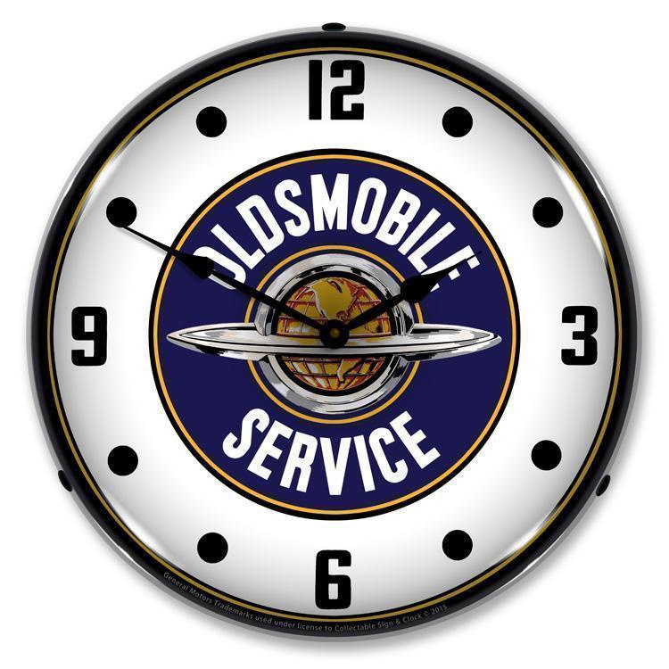 Oldsmobile Service Backlit LED Clock-LED Clocks-Grease Monkey Garage
