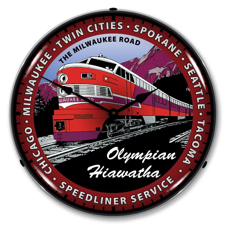 Olympian Hiawatha Train LED Clock-LED Clocks-Grease Monkey Garage