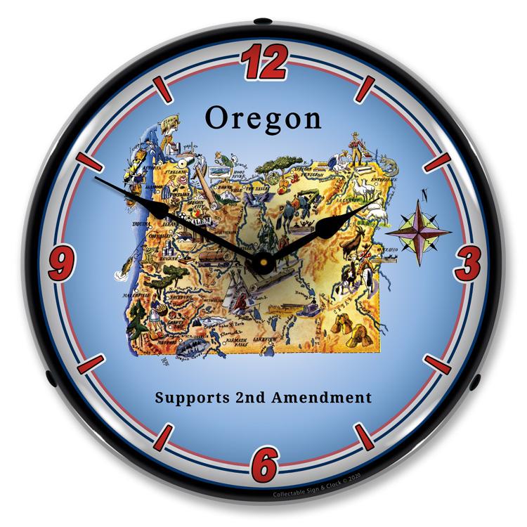 Oregon Supports the 2nd Amendment LED Clock-LED Clocks-Grease Monkey Garage