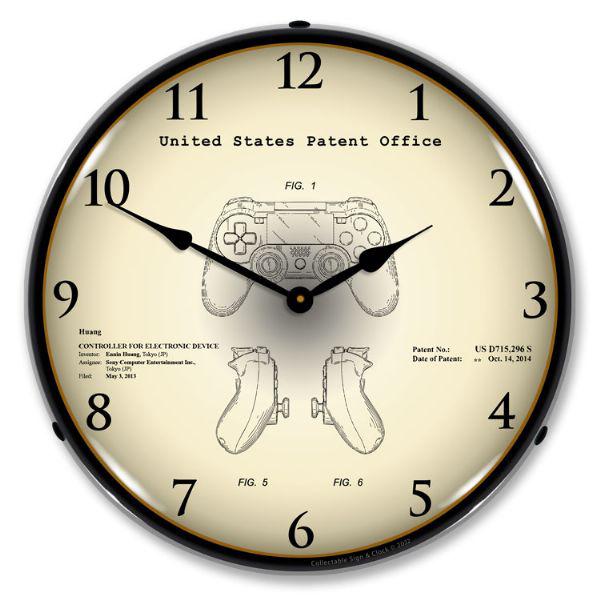 PS4 Controller 2013 Patent Backlit LED Clock-LED Clocks-Grease Monkey Garage