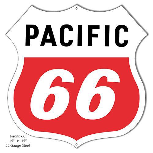 Pacific 66 Laser Cut Metal Sign-Metal Signs-Grease Monkey Garage