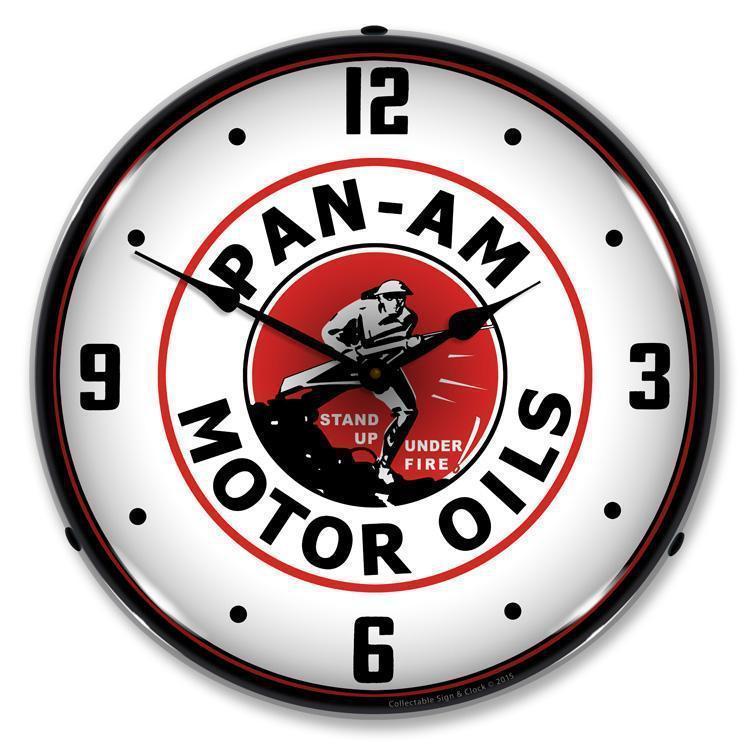 Pan Am Motor Oils Backlit LED Clock-LED Clocks-Grease Monkey Garage