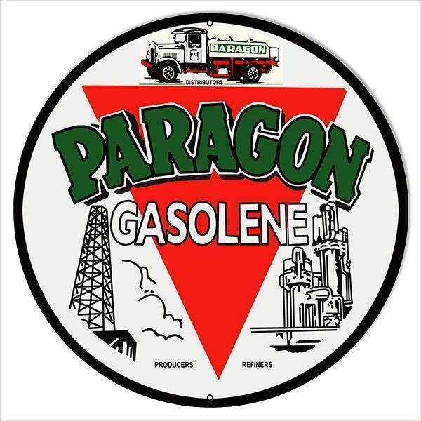 Paragon Gasolene Metal Sign-Metal Signs-Grease Monkey Garage