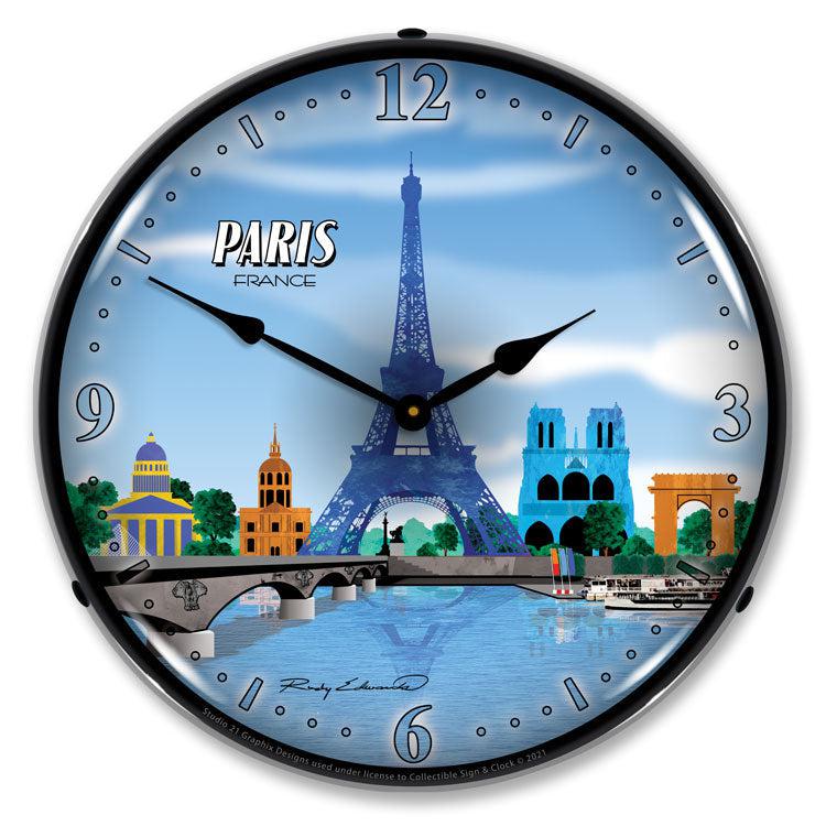 Paris Skyline LED Clock-LED Clocks-Grease Monkey Garage