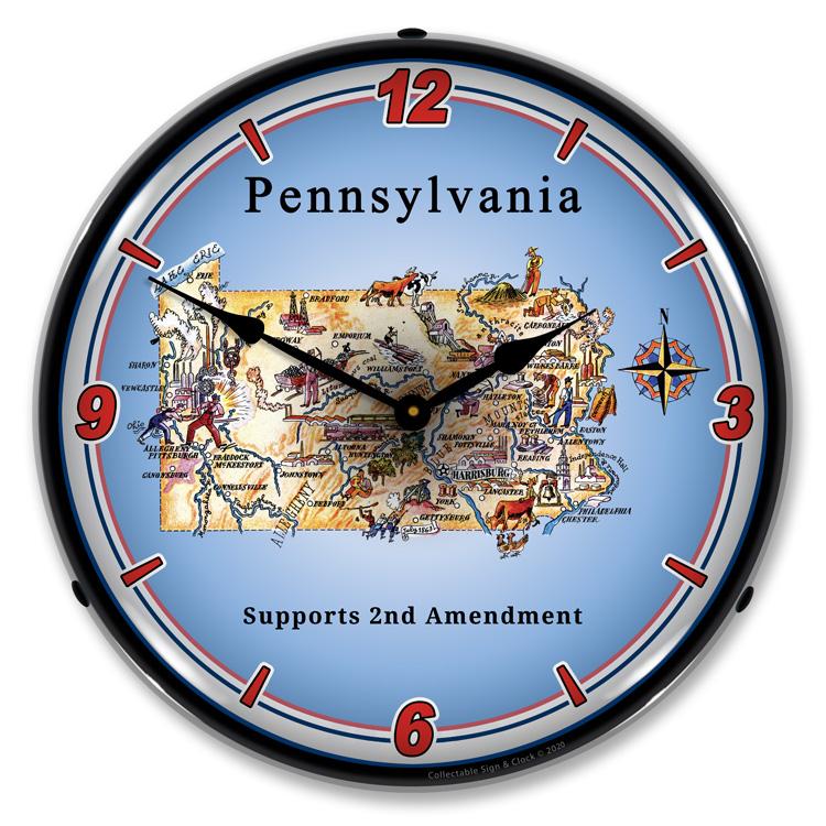 Pennsylvania Supports the 2nd Amendment LED Clock-LED Clocks-Grease Monkey Garage