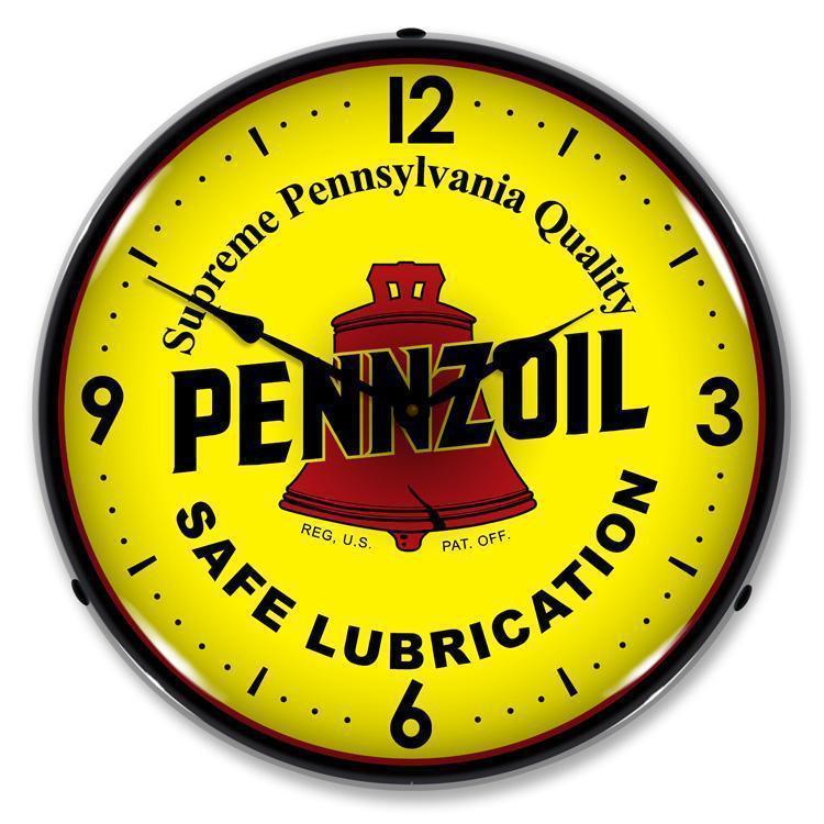 Pennzoil Backlit LED Clock-LED Clocks-Grease Monkey Garage