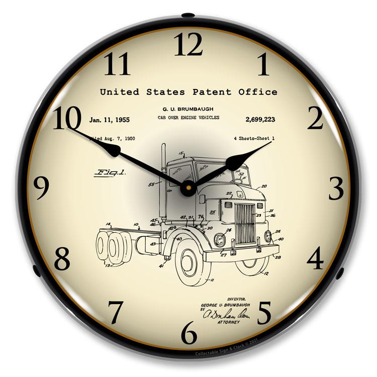 Peterbuilt Cab Over Semi Truck 1950 Patent LED Clock-LED Clocks-Grease Monkey Garage