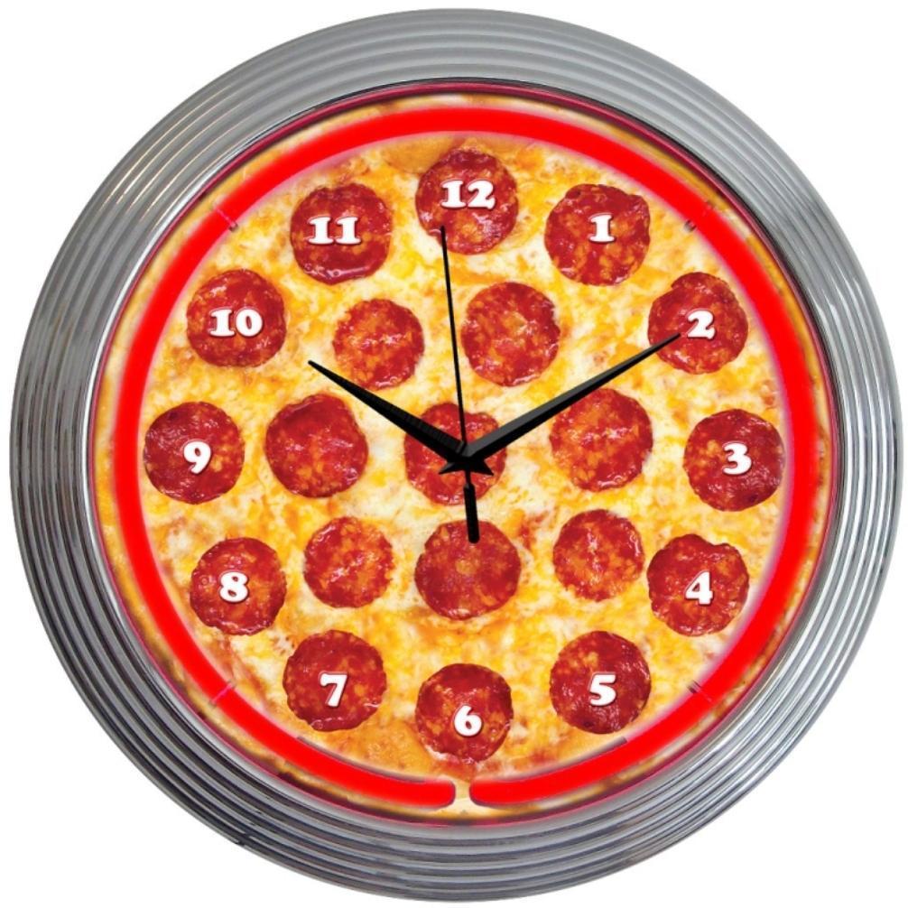 Pizza Neon Clock-Clocks-Grease Monkey Garage