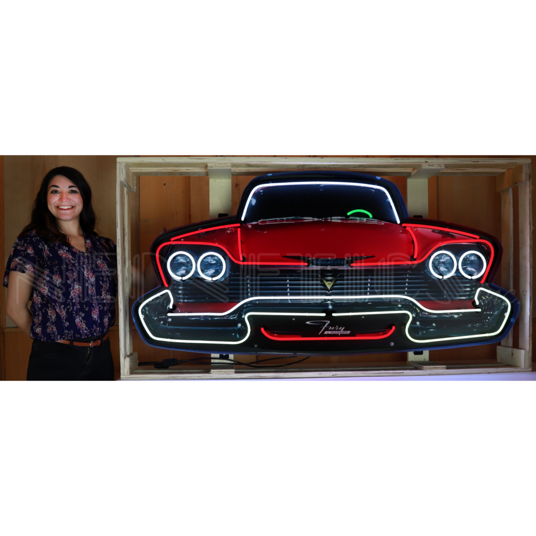 Plymouth Fury Grille Neon Sign in Steel Can-Neon Signs-Grease Monkey Garage