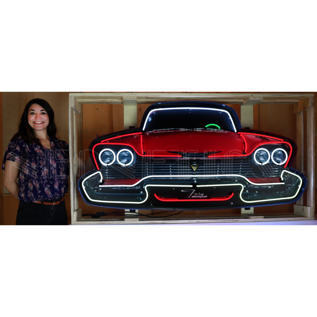 Plymouth Fury Grille Neon Sign in Steel Can-Neon Signs-Grease Monkey Garage