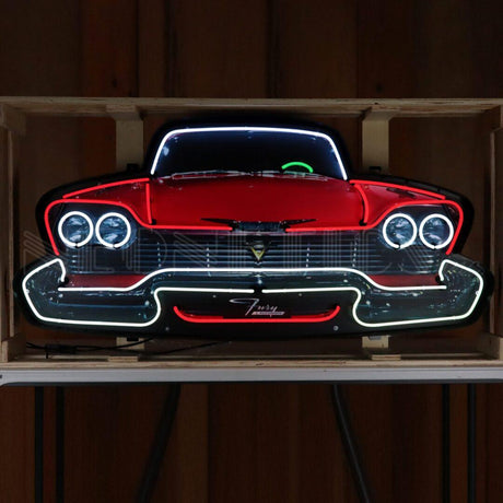 Plymouth Fury Grille Neon Sign in Steel Can-Neon Signs-Grease Monkey Garage