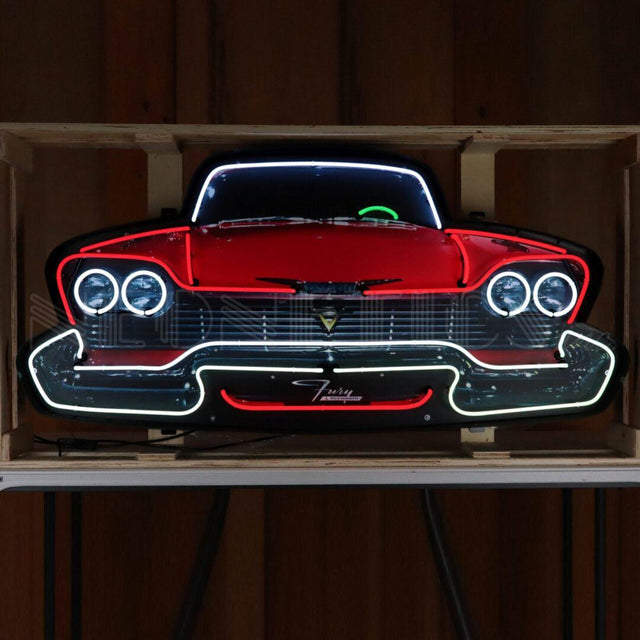 Plymouth Fury Grille Neon Sign in Steel Can-Neon Signs-Grease Monkey Garage